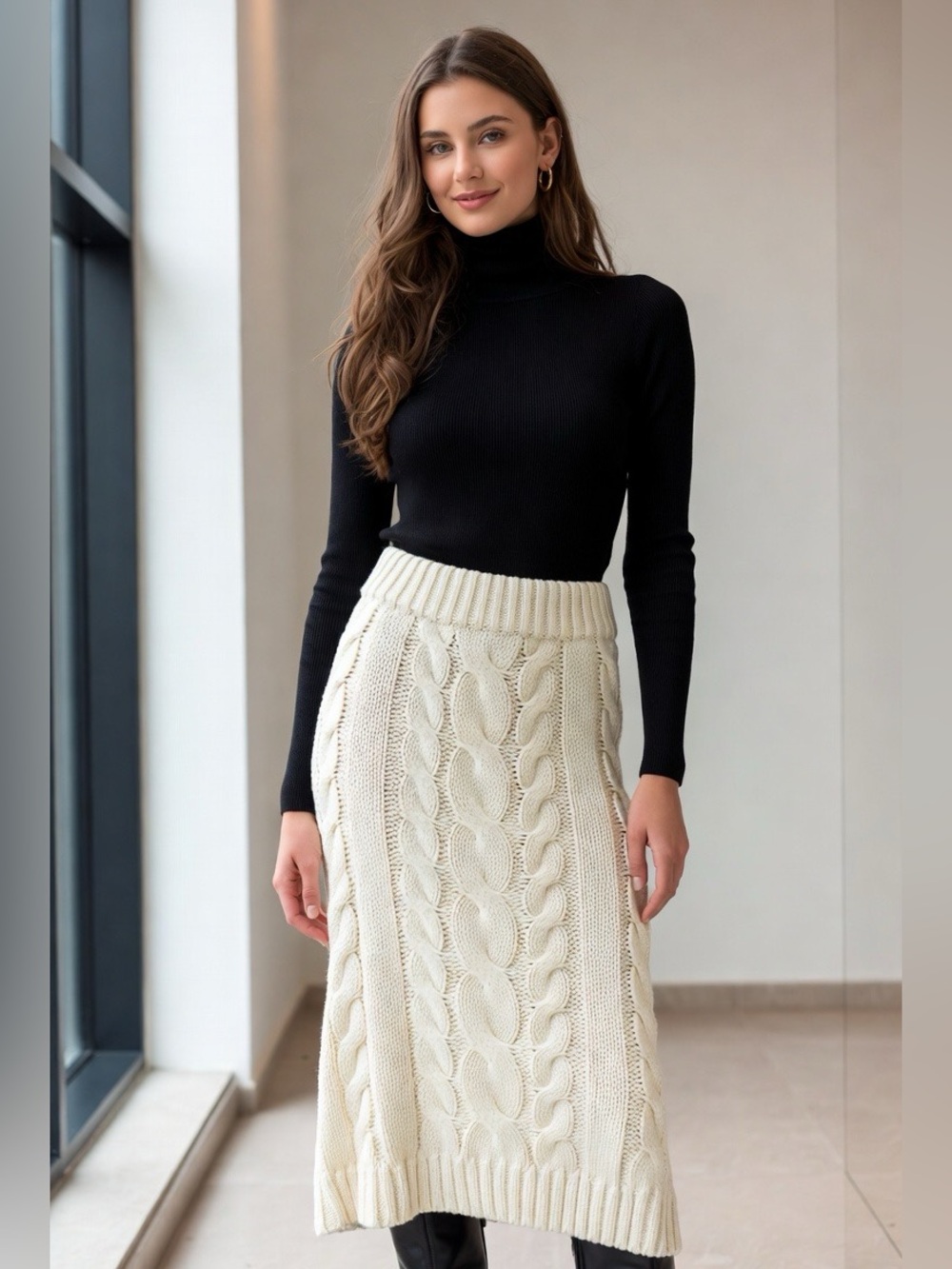 NWT Banana Republic Ivory Cable-Knit Skirt